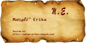 Matyé Erika névjegykártya